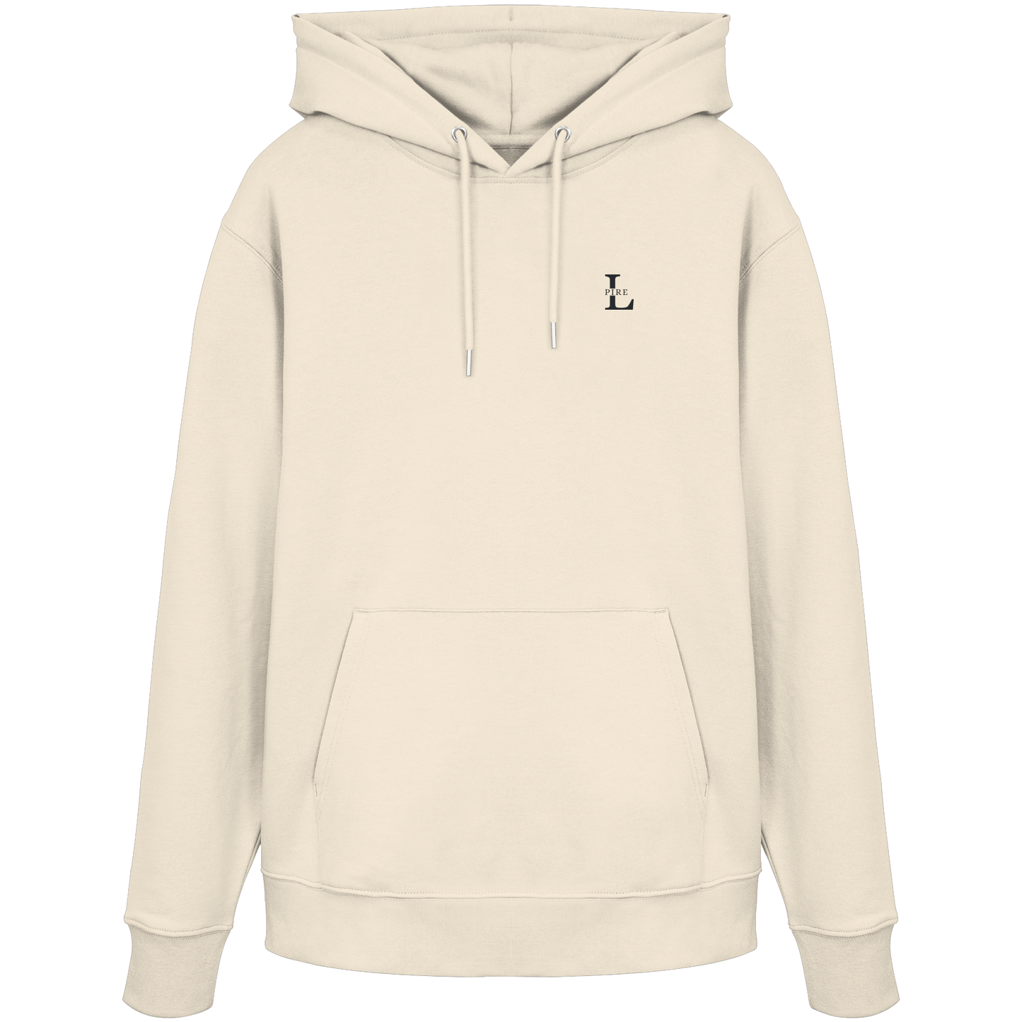 L-PIRE hoodie with minimalist embroidered chest logo.