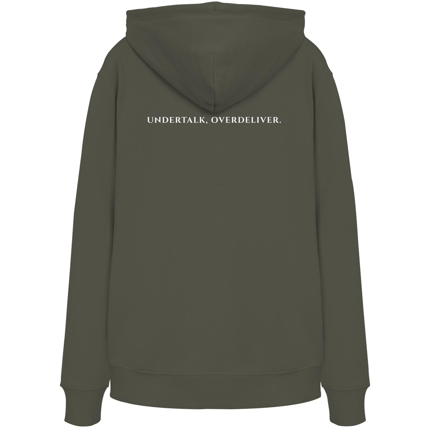 LPire statement hoodie – Undertalk Overdeliver back print.
