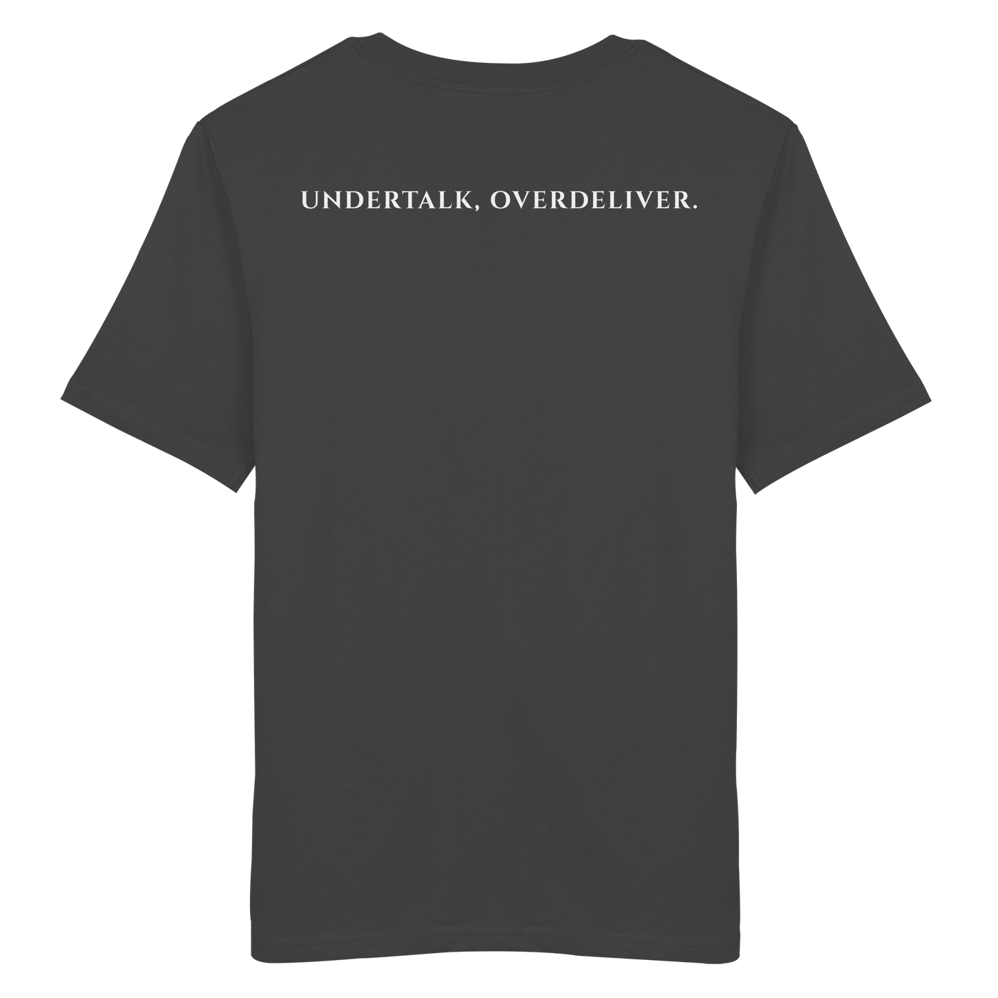 L-PIRE statement tee – Undertalk Overdeliver back print.
