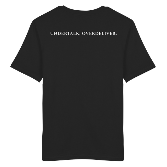 L-PIRE statement tee – Undertalk Overdeliver back print.
