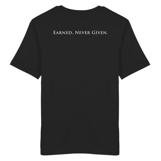 LPire statement tee – Earned Never Given back print.
