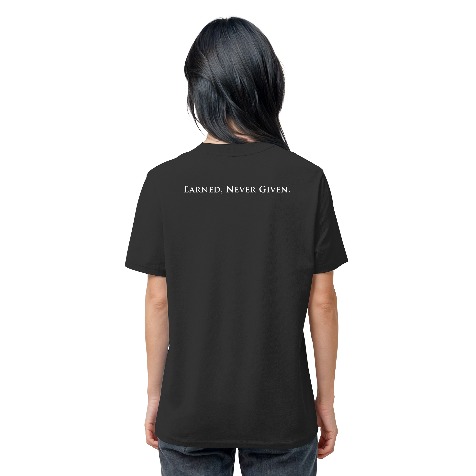 LPire statement tee – Earned Never Given back print.
