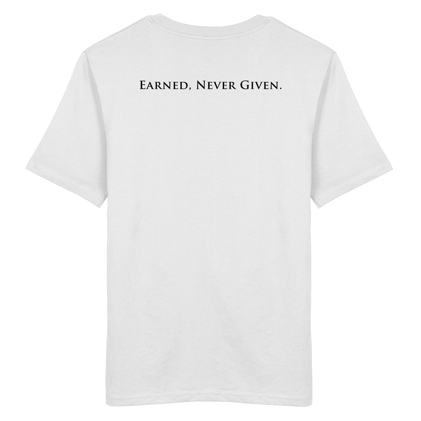 L-PIRE statement tee – Earned Never Given back print.
