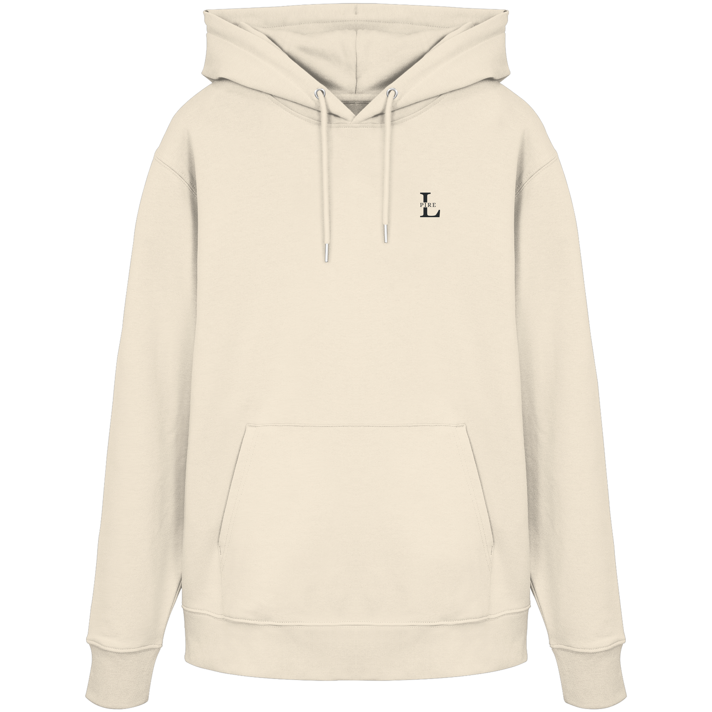 LPire hoodie with minimalist embroidered chest logo.
