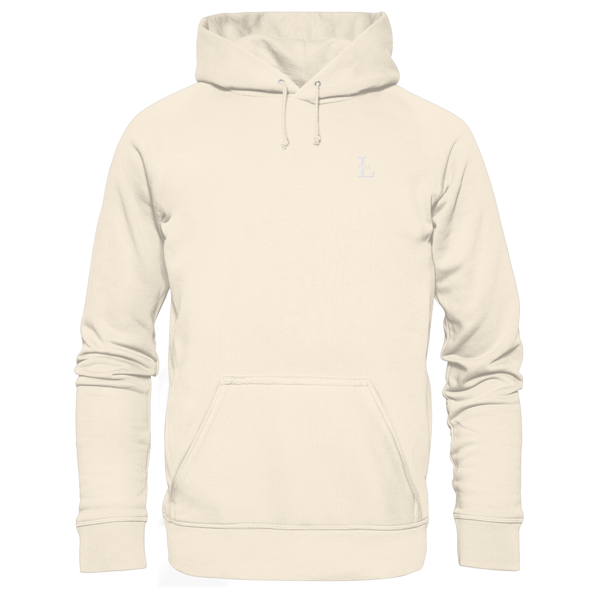 LPire minimalist signature hoodie with tone-on-tone chest embroidery.
