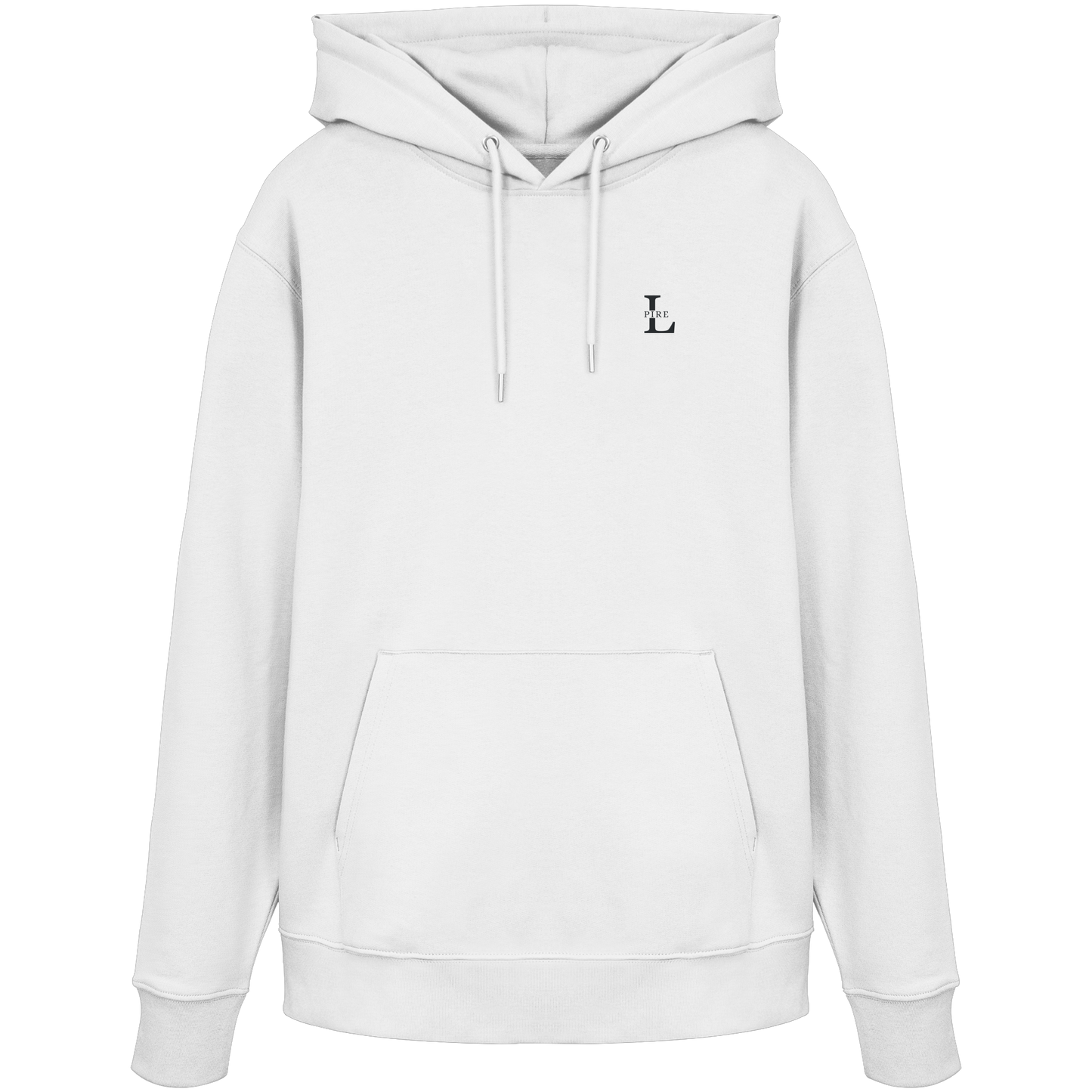 L-PIRE hoodie with minimalist embroidered chest logo.
