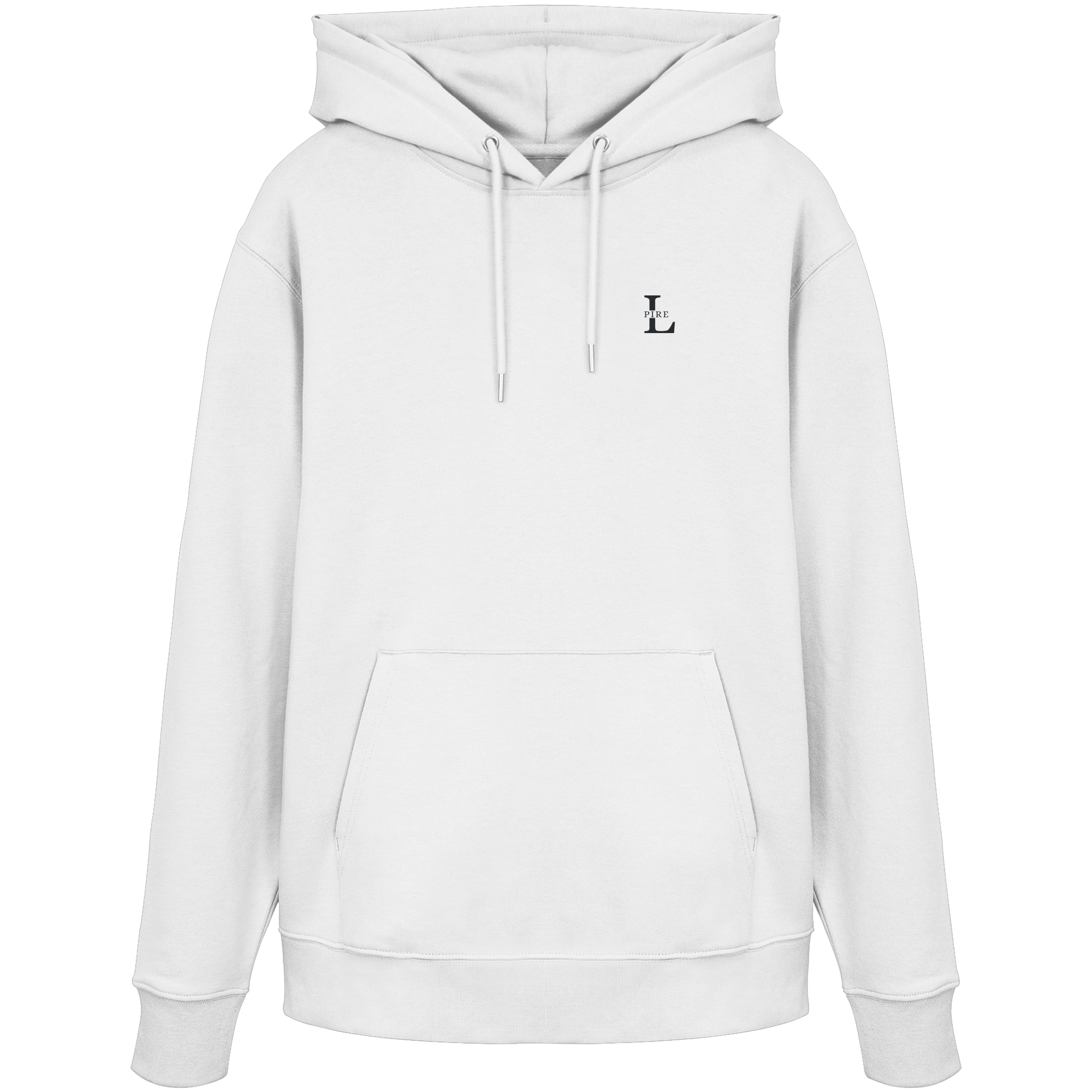 L-PIRE hoodie with minimalist embroidered chest logo.
