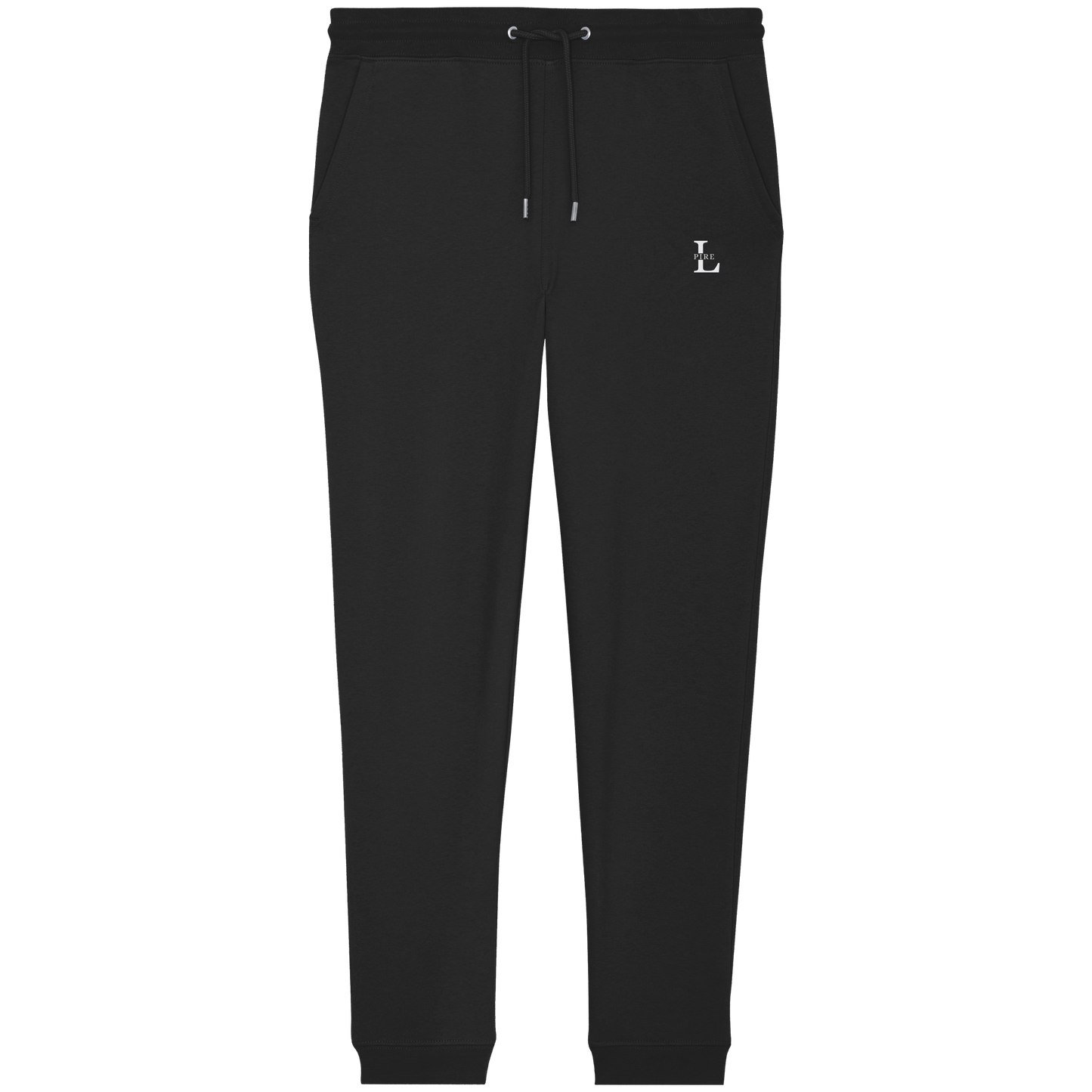 LPIRE embroidered pocket logo on L-Core joggers.
