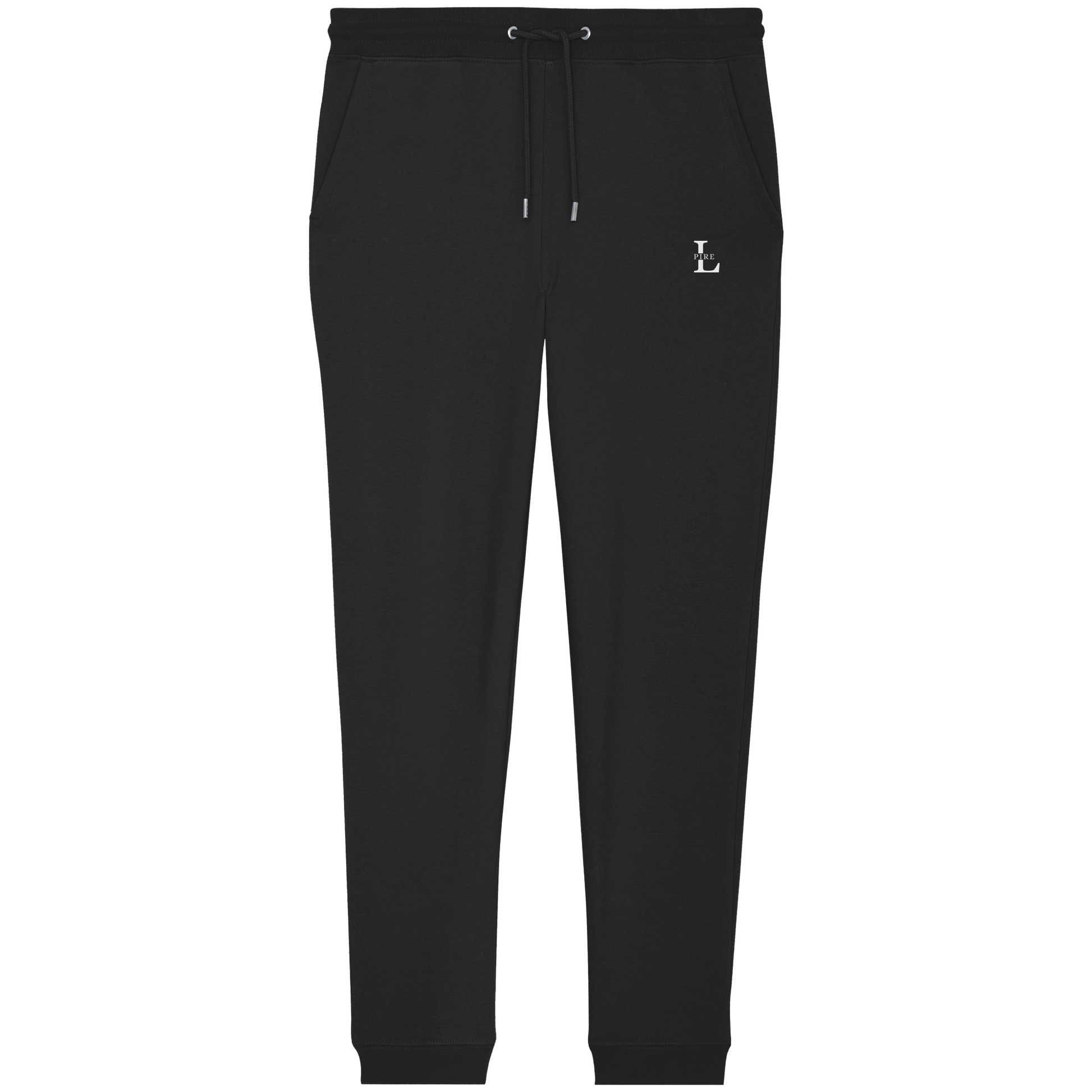 LPIRE embroidered pocket logo on L-Core joggers.
