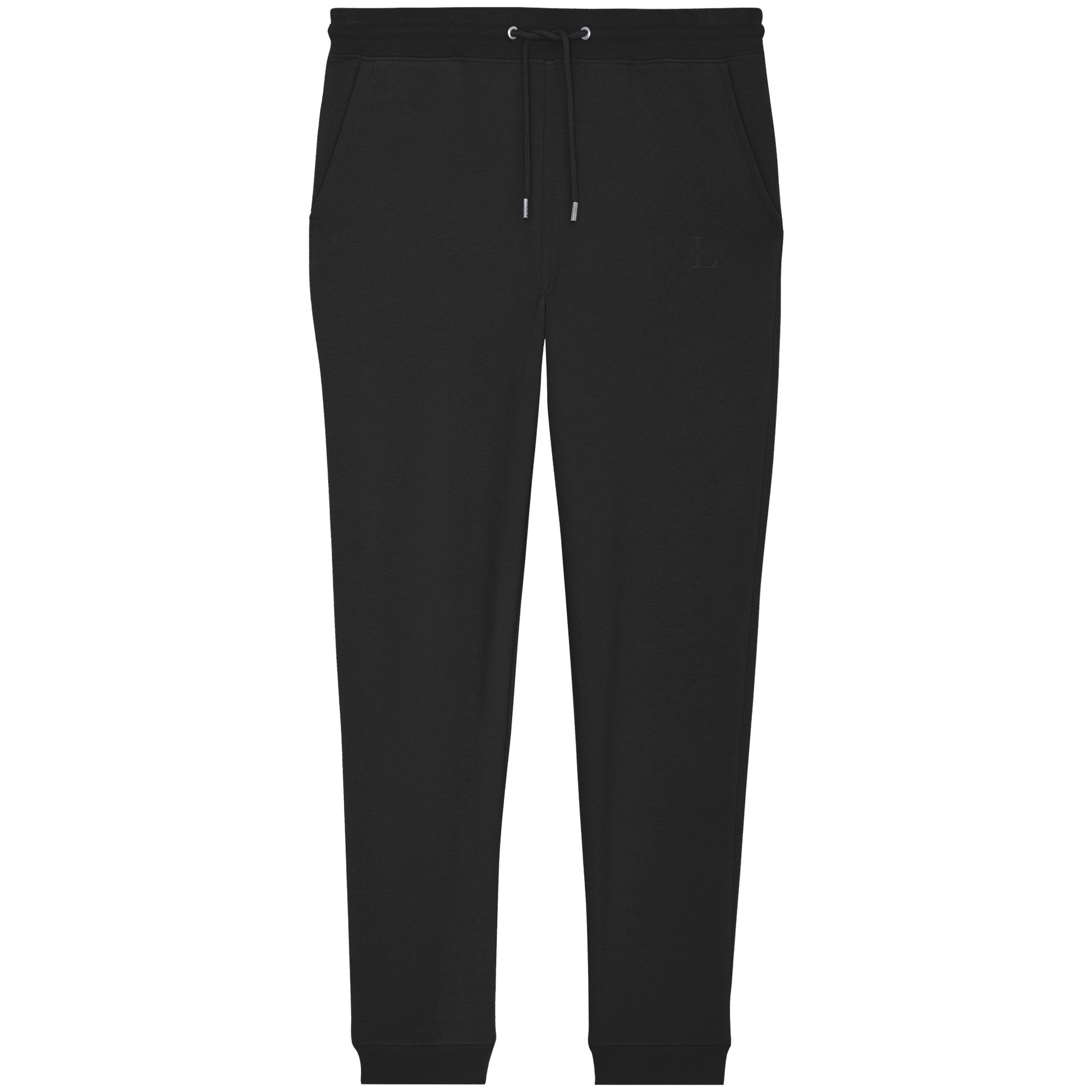 L-PIRE embroidered pocket logo on signature joggers.
