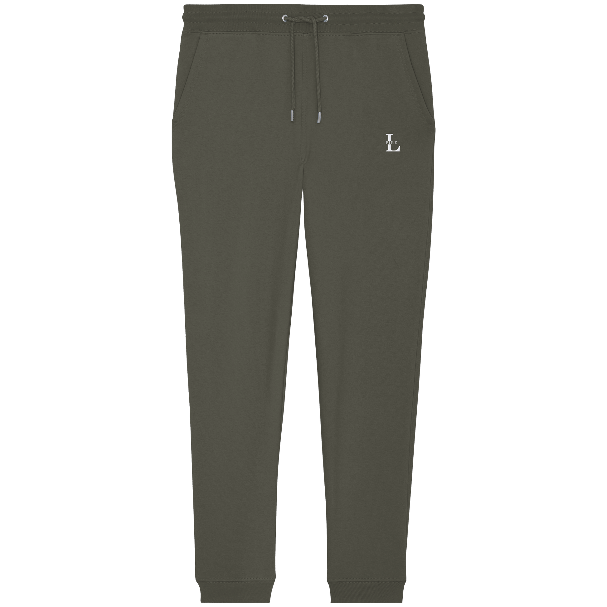 LPIRE embroidered pocket logo on L-Core joggers.
